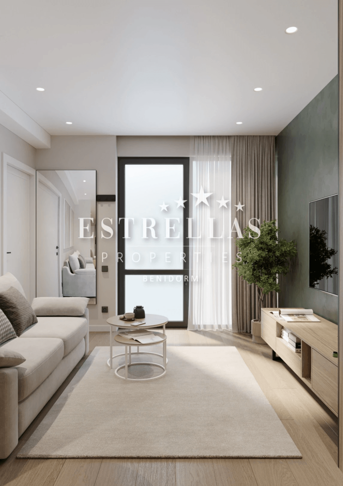 Gerestyled appartement in Benidorm dichtbij Playa de Poniente met zwembad en op het zuiden gericht.