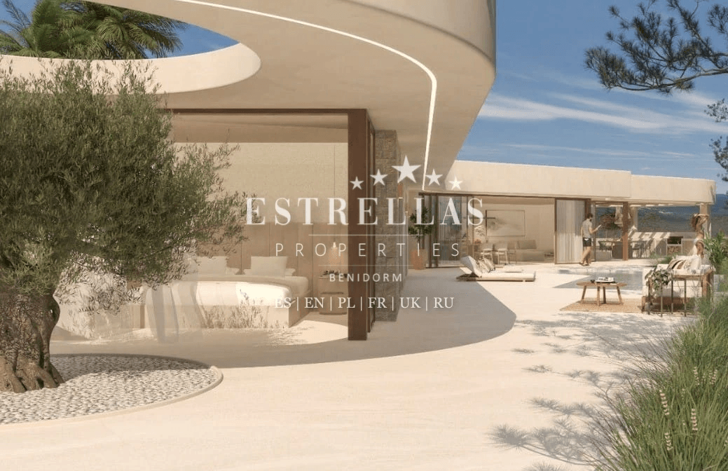 Parcela urbana con proyecto de villa moderna y vistas al mar en Moraira, Costa Blanca